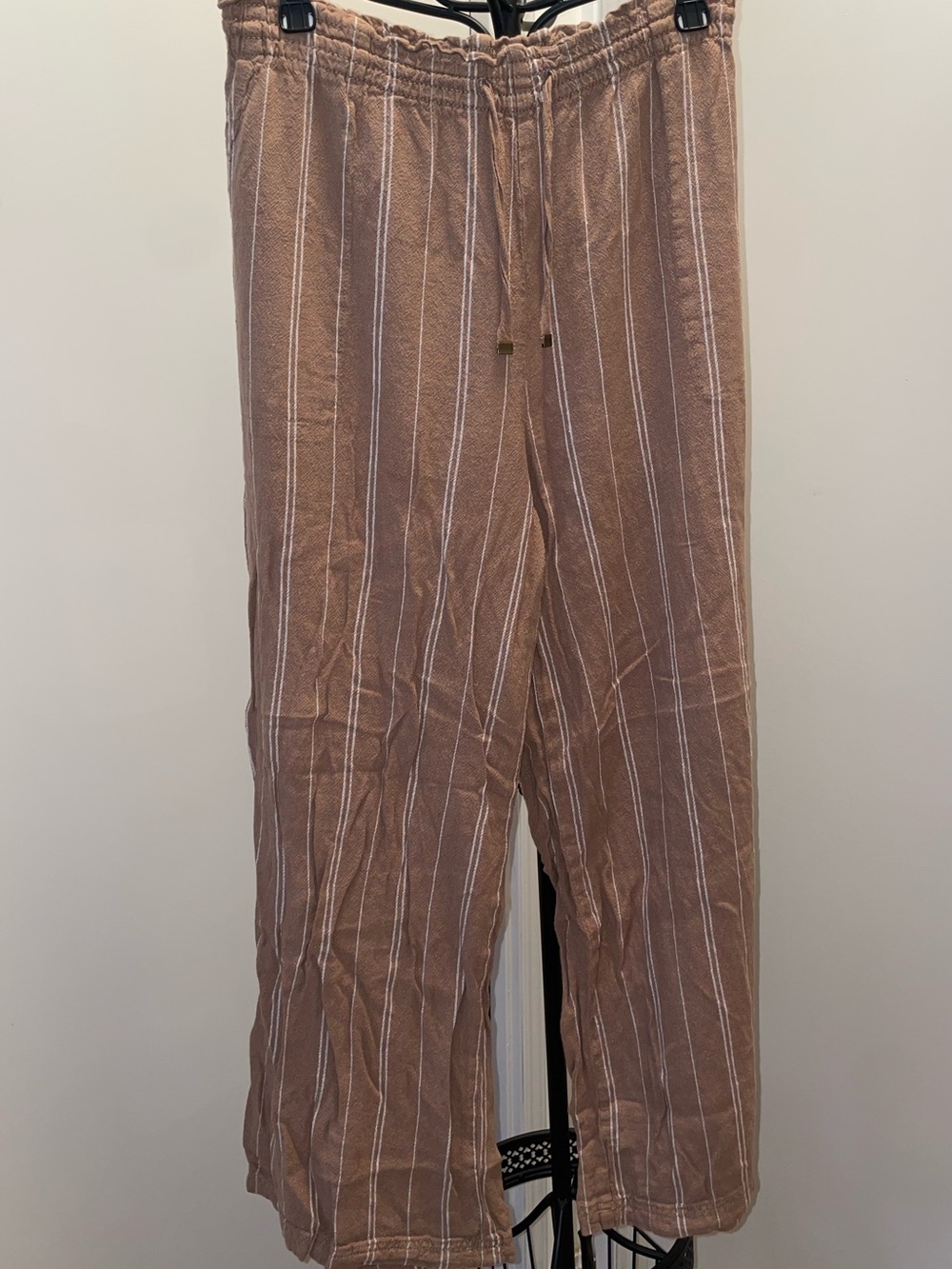 No Boundaries Wide Leg Pants in Brown with White Stripes